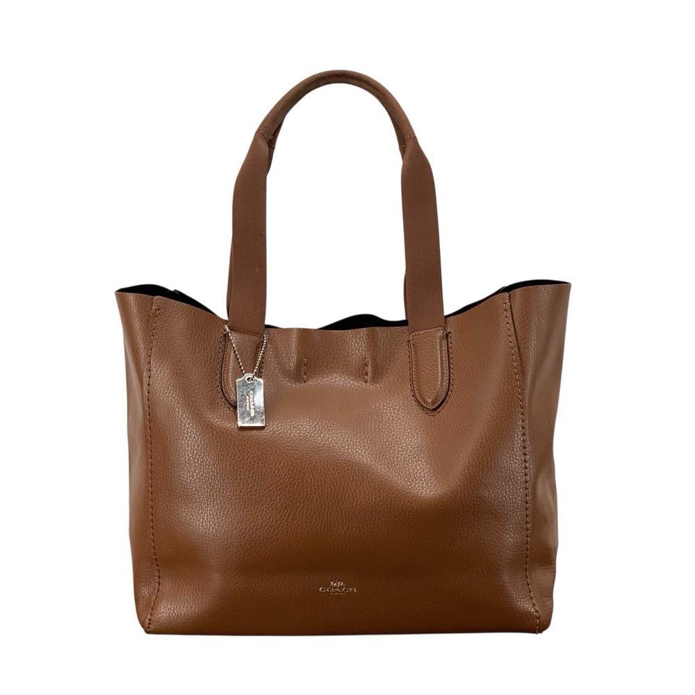 Coach Derby Tote Saddle Brown Pebbled Leather Shoulder Bag F58660 - Picture 1 of 12